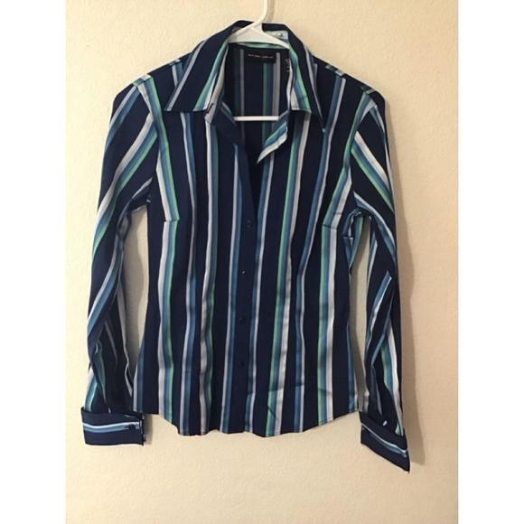 New York & Company Tops - Women's New York & Company Blue Striped Button Down Shirt - Size XS
